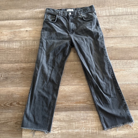 Anine Bing Denim - Anine Bing Jeans Womens 30x27 Charcoal Gray High Rise Straight Leg Raw Hem Denim